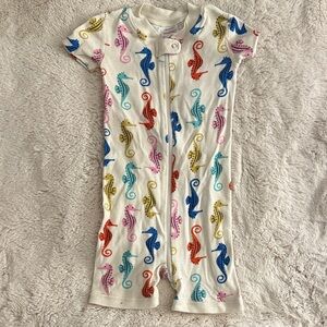Hanna Andersson Seahorse Print pajama zip Romper